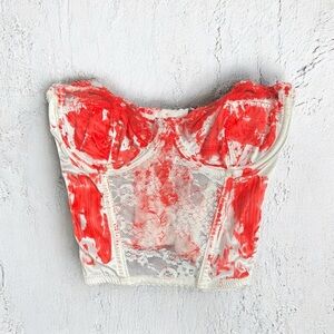 Dolls kill tricks n treats Halloween Red and White bloody Lace Bustier Top M